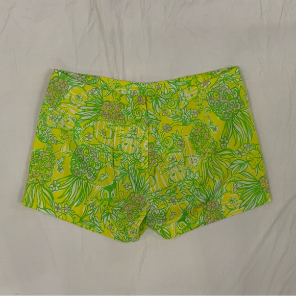 Lilly Pulitzer Size 0 Shorts Liza Crazy Cat House Print 
Green Yellow White - Picture 2 of 12